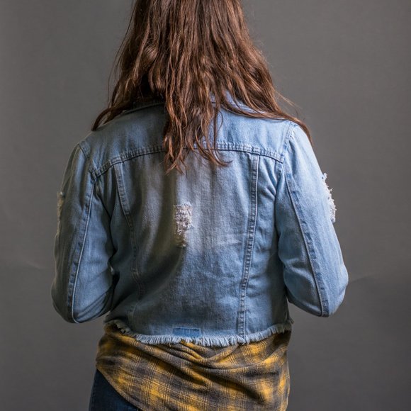 Ripped Jean Jacket by Miss Rose - Picture 4 of 6